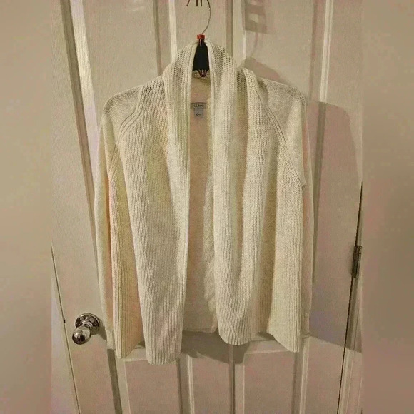 LL Bean Ivory Open Front Cardigan Sweater Size S Petite - Picture 1 of 5